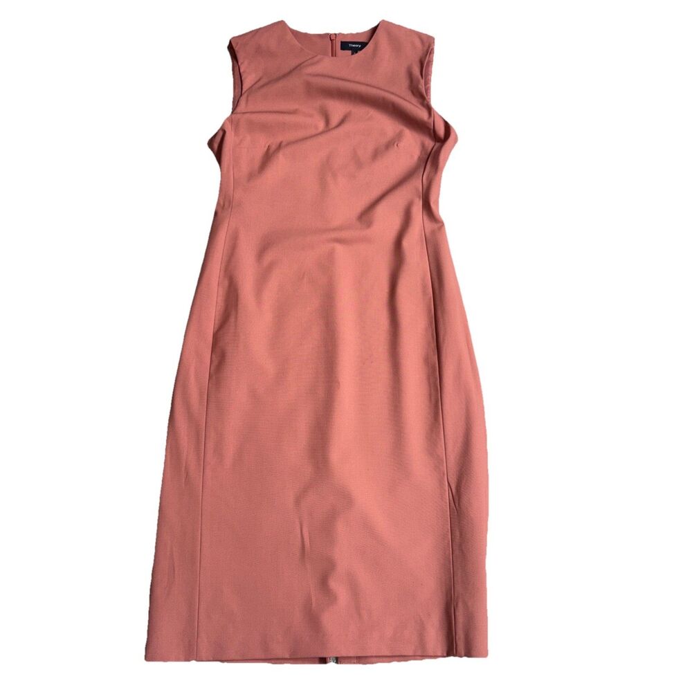 Theory Women’s Sheath Sleeveless Wool Fitted Dress Size 6 Pink Russe - Picture 5 of 14